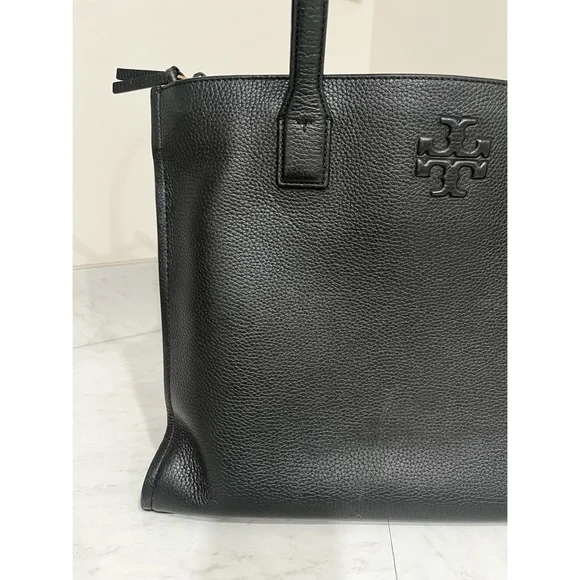 Tory Burch Thea Pebbled Black Leather Tote Bag - Picture 4 of 13